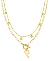 Adornia Tarnish Resistant 14k Gold-plated Confetti And Paperclip Layered Initial Toggle Necklace In Gold- P