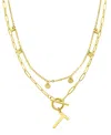 Adornia Tarnish Resistant 14k Gold-plated Confetti And Paperclip Layered Initial Toggle Necklace In Gold- T