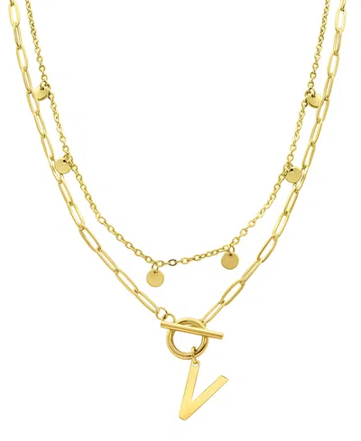 Adornia Initial Pendant Layered Chain Necklace In Gold-v