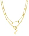 Adornia Tarnish Resistant 14k Gold-plated Confetti And Paperclip Layered Initial Toggle Necklace In Gold- Z