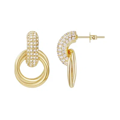 Adornia Tarnish Resistant 14k Gold Plated Crystal Doorknocker Earrings