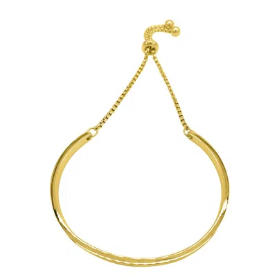 Adornia Tarnish Resistant 14k Gold Plated Curved Bar Slider Bracelet In Yellow