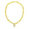 Adornia Tarnish Resistant 14k Gold-plated Figaro Chain With Crystal Halo Mother-of-pearl Heart In Gold