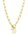 ADORNIA TARNISH RESISTANT 14K GOLD-PLATED FRESHWATER PEARL INITIAL TOGGLE NECKLACE