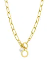 ADORNIA TARNISH RESISTANT 14K GOLD-PLATED FRESHWATER PEARL INITIAL TOGGLE NECKLACE