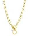 Adornia Tarnish Resistant 14k Gold-plated Freshwater Pearl Initial Toggle Necklace In White- O
