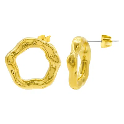 Adornia Tarnish Resistant 14k Gold Plated Hammered Open Circle Earrings