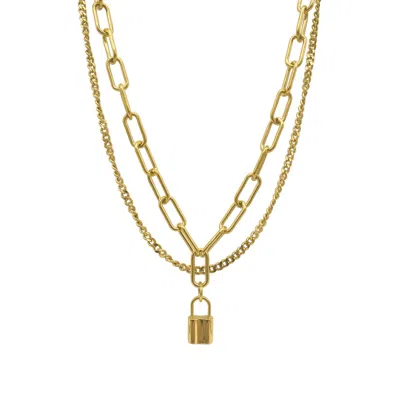 Adornia 14k Plated Layered Curb Paperclip Chain Necklace In Gold
