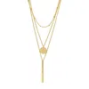 ADORNIA TARNISH RESISTANT 14K GOLD PLATED LAYERED PENDANT NECKLACE SET