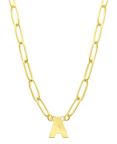 ADORNIA TARNISH RESISTANT 14K GOLD-PLATED MINI INITIAL PAPERCLIP CHAIN NECKLACE
