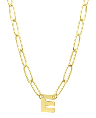 Adornia Tarnish Resistant 14k Gold-plated Mini Initial Paperclip Chain Necklace In Gold- E