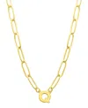 ADORNIA TARNISH RESISTANT 14K GOLD-PLATED MINI INITIAL PAPERCLIP CHAIN NECKLACE