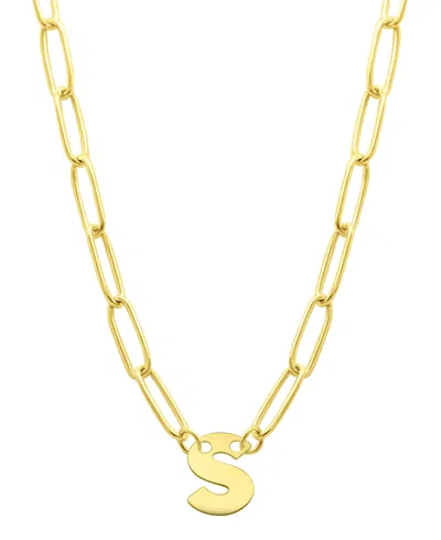 Adornia Tarnish Resistant 14k Gold-plated Mini Initial Paperclip Chain Necklace In Gold- S