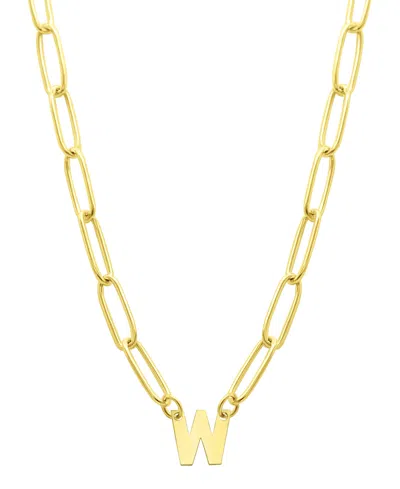 Adornia Tarnish Resistant 14k Gold-plated Mini Initial Paperclip Chain Necklace In Gold- W