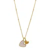 Adornia Tarnish Resistant 14k Gold Plated Mother Of Pearl Heart Charms Necklace In White
