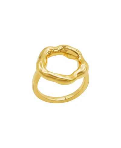 ADORNIA TARNISH RESISTANT 14K GOLD-PLATED OPEN CIRCLE HAMMERED RING