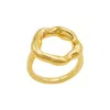 ADORNIA TARNISH RESISTANT 14K GOLD PLATED OPEN CIRCLE HAMMERED RING