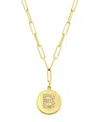 Adornia Tarnish Resistant 14k Gold Plated Pave Crystal Initial Disc Paperclip Necklace In Gold- B