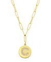 Adornia Tarnish Resistant 14k Gold Plated Pave Crystal Initial Disc Paperclip Necklace In Gold- C