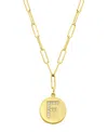 Adornia Tarnish Resistant 14k Gold Plated Pave Crystal Initial Disc Paperclip Necklace In Gold- F
