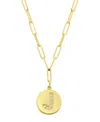 Adornia Tarnish Resistant 14k Gold Plated Pave Crystal Initial Disc Paperclip Necklace In Gold- J