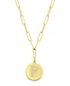 Adornia Tarnish Resistant 14k Gold Plated Pave Crystal Initial Disc Paperclip Necklace In Gold- P