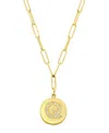 Adornia Tarnish Resistant 14k Gold Plated Pave Crystal Initial Disc Paperclip Necklace In Gold- Q