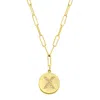Adornia Tarnish Resistant 14k Gold Plated Pave Crystal Initial Disc Paperclip Necklace In Multi