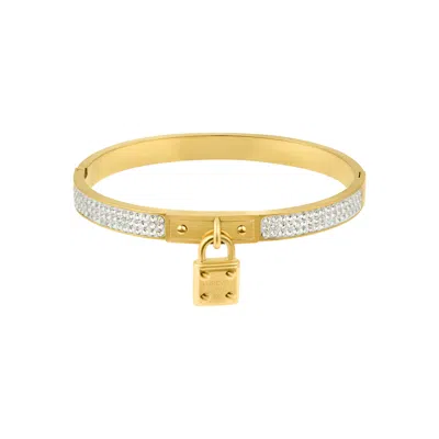 Adornia Tarnish Resistant 14k Gold Plated Pave Lock Bangle