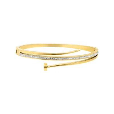Adornia Tarnish Resistant 14k Gold Plated Pave Nail Bangle