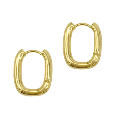 Adornia Tarnish Resistant 14k Gold Plated Rectangle Hoop Earrings In Yellow