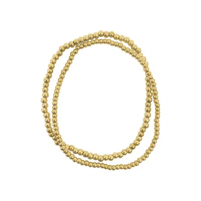 Adornia Tarnish Resistant 14k Gold Plated Set Of 2mm And 3mm Ball Bracelets