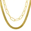 Adornia Tarnish Resistant 14k Gold-plated Set Of Herringbone And Paper Clip Necklaces In Gold