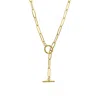 Adornia Tarnish Resistant 14k Gold Plated Slide Thru Paper Clip Chain Lariat In Gold