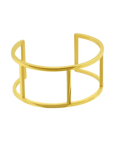 ADORNIA TARNISH RESISTANT 14K GOLD-PLATED STAINLESS STEEL DOUBLE ROW CUFF BRACELET