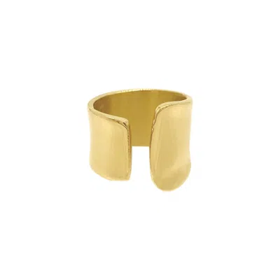 Adornia Tarnish Resistant 14k Gold Plated Tall Open Band Ring