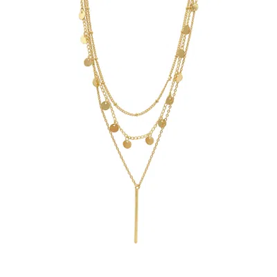 ADORNIA TARNISH RESISTANT 14K GOLD PLATED TRIPLET CONFETTI AND BAR LAYERED SET NECKLACE