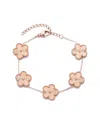 Adornia Tarnish Resistant 14k Rose Gold Plated 5-leaf Clover Station Bracelet In Pink