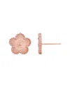 Adornia Tarnish Resistant 14k Rose Gold Plated 5-leaf Clover Stud Earrings In Pink