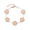 Adornia Tarnish Resistant 14k Rose Gold Plated 5-leaf Clover Station Bracelet In Pink