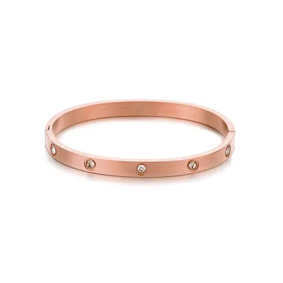 ADORNIA TARNISH RESISTANT 14K ROSE GOLD PLATED CRYSTAL ETERNITY CUFF