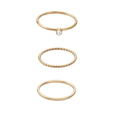 Adornia Tarnish Resistant 18k Gold Plated 3-ring Set