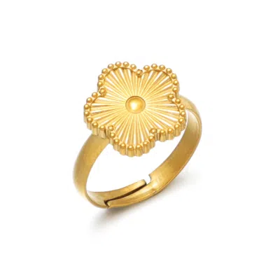Adornia Tarnish Resistant 18k Gold Plated Adjustable 5-leaf Clover Ring