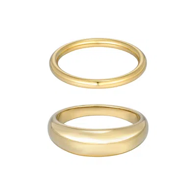 Adornia Tarnish Resistant 18k Gold Plated Chunky Dome Ring Set