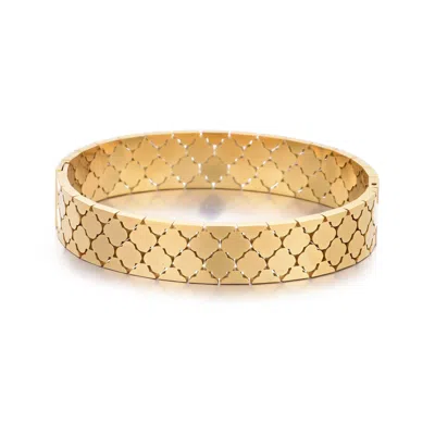 ADORNIA TARNISH RESISTANT 18K GOLD PLATED CLOVER BANGLE