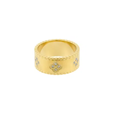 ADORNIA TARNISH RESISTANT 18K GOLD PLATED CRYSTAL CLOVER BAND RING