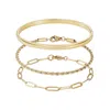 Adornia Tarnish Resistant 18k Gold Plated Cuff And Chain Bracelet Set In Gold