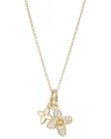 Adornia Tarnish Resistant 18k Gold Plated Double Pointed Clover Cz Necklace In Gold