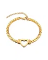 Adornia Tarnish Resistant 18k Gold Plated Flat Curb Chain Heart Bracelet