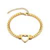 Adornia Tarnish Resistant 18k Gold Plated Flat Curb Chain Heart Bracelet